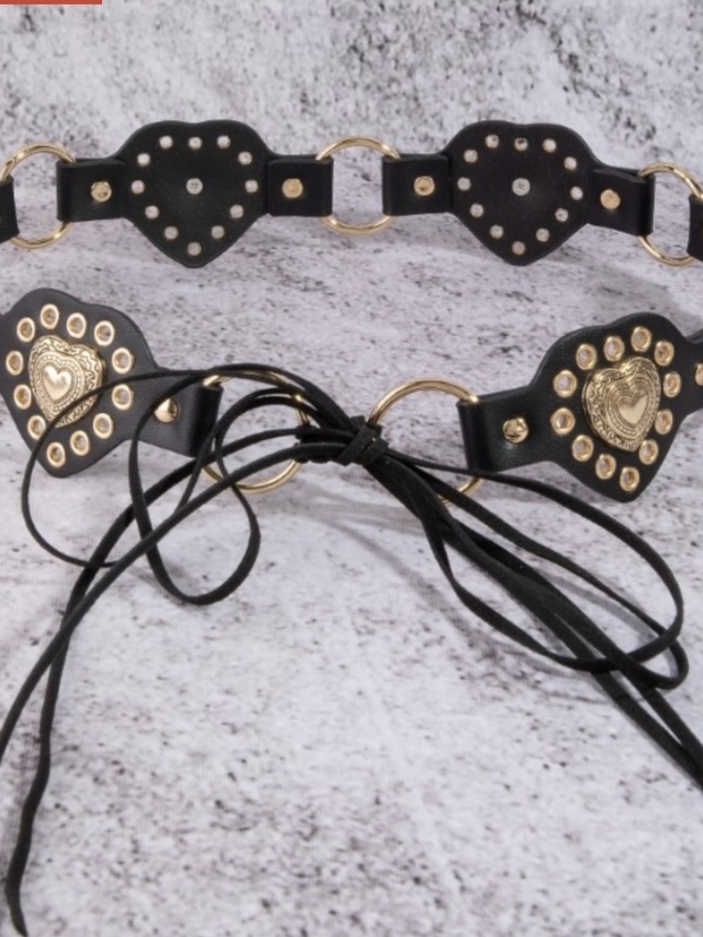Western Concho Heart Studded Tie Belt in Black O/S (fits most)
